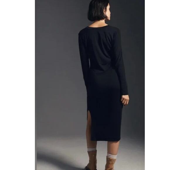 New Anthropologie Sundry West Coast Knotted Slip Midi Dress $183 MEDIUM Black - Picture 4 of 6